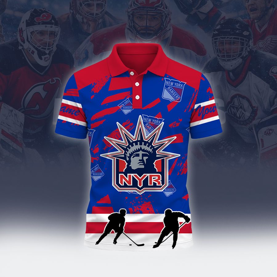 [SUPER SALE] NEW CUSTOMIZED NHL24 NYR NEW YORK RANGERS POLO SHIRT