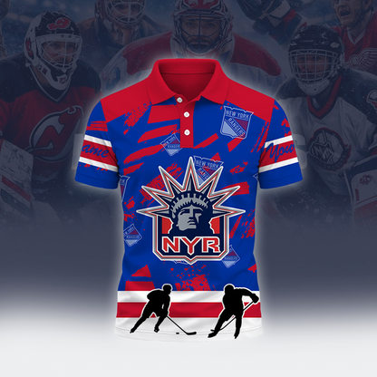 [SUPER SALE] NEW CUSTOMIZED NHL24 NYR NEW YORK RANGERS POLO SHIRT