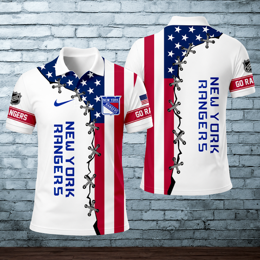 LIMITED EDITION - NEW CUSTOMIZED NHL24 NYR NEW YORK RANGERS POLO SHIRT