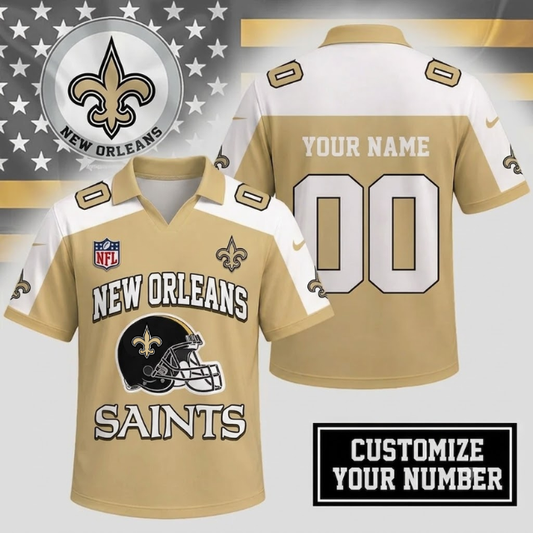 ELITE EDITION - NEW CUSTOMIZED NFL24 NOS NEW ORLEANS SAINTS POLO SHIRT