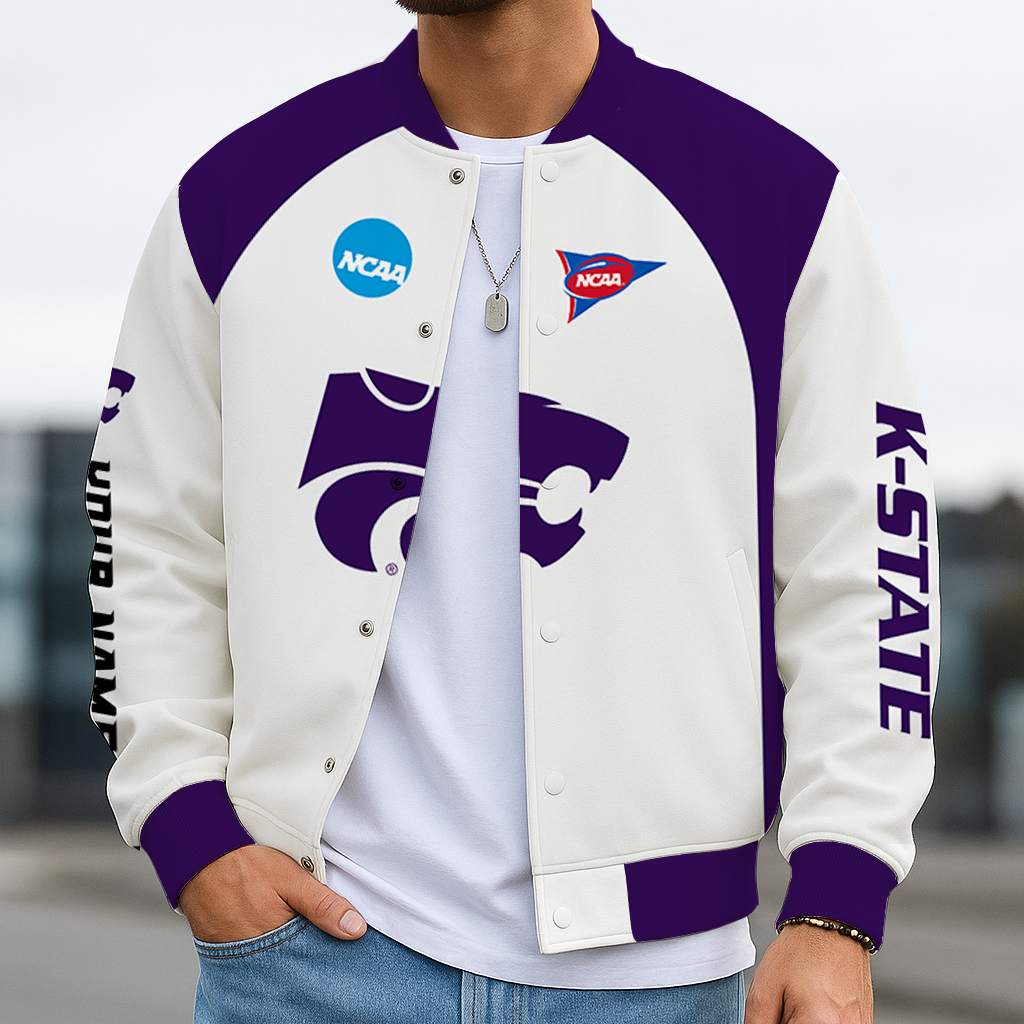 LIMITED EDITION - NEW CUSTOMIZED NCAA FBS24 KSW KANSAS STATE WILDCATS BASEBALL JACKET, SATIN VARSITY JACKET