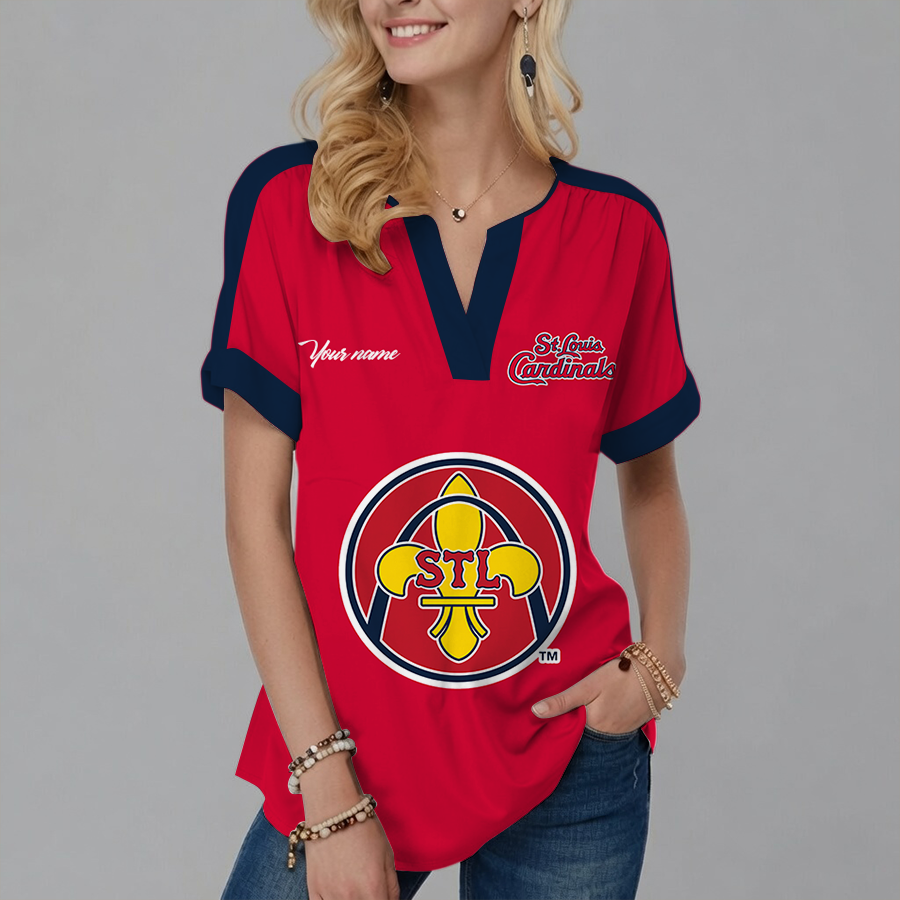 [FLASH SALE] NEW CUSTOMIZED MLB24 SLC ST. LOUIS CARDINALS V-NECK FEMALE SHIRT