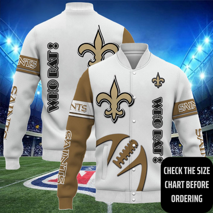 ELITE EDITION - NEW CUSTOMIZED NFL24 NOS NEW ORLEANS SAINTS SATIN VARSITY & BASEBALL JACKET