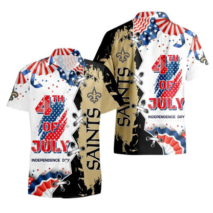 MEGA SALE - NEW CUSTOMIZED NFL24 NOS NEW ORLEANS SAINTS INDEPENDENCE DAY HAWAIIAN SHIRT