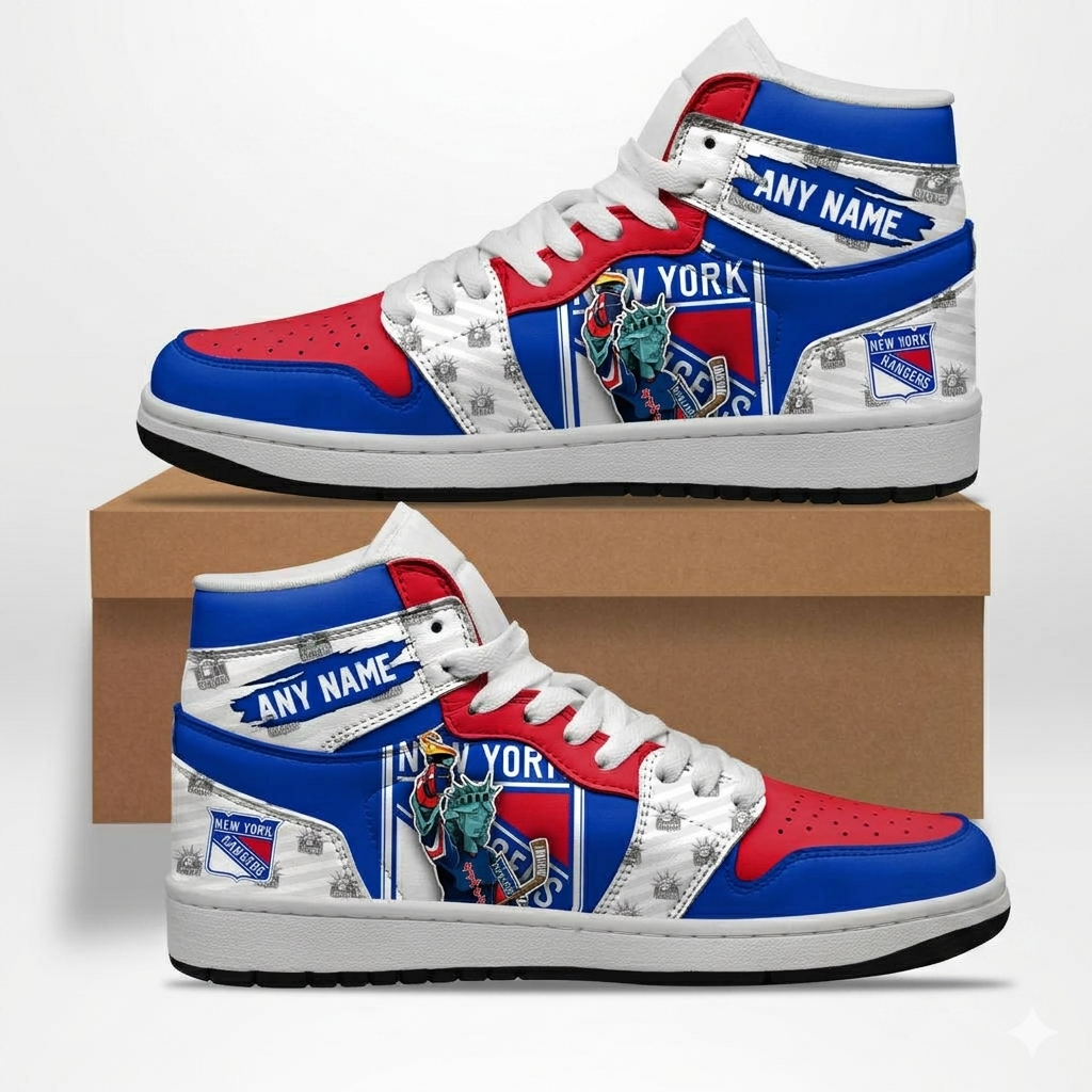 VIRAL EDITION - NEW CUSTOMIZED NHL24 NYR NEW YORK RANGERS AIR JORDAN SNEAKERS