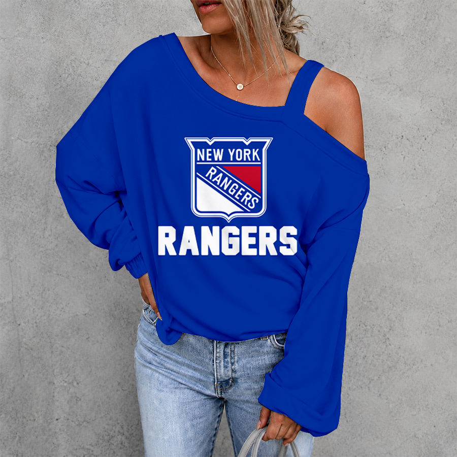 [SUPER SALE] NEW CUSTOMIZED NHL24 NYR NEW YORK RANGERS DROP SHOULDER SWEATSHIRT