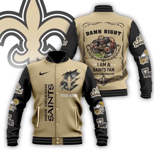LIMITED EDITION - NEW CUSTOMIZED NFL24 NOS NEW ORLEANS SAINTS BASEBALL JACKET