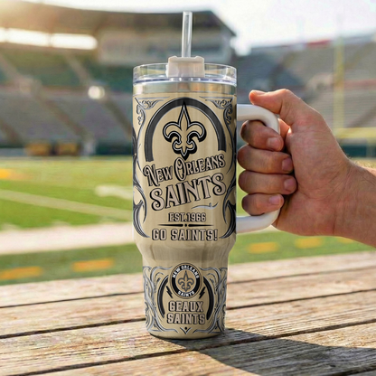LIMITED EDITION - NEW CUSTOMIZED NFL24 NOS NEW ORLEANS SAINTS 40OZ TUMBLER