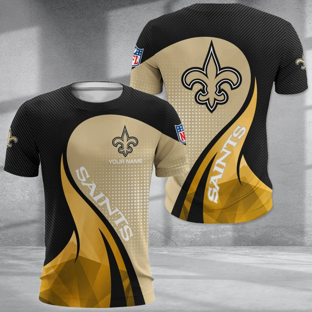 LIMITED EDITION - NEW CUSTOMIZED NFL24 NOS NEW ORLEANS SAINTS POLO, T-SHIRT & SHORT PANTS SET