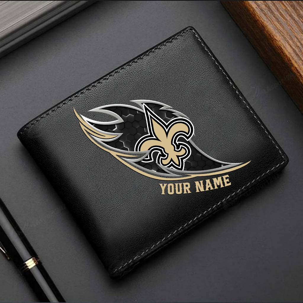 LIMITED EDITION - NEW CUSTOMIZED NFL24 NOS NEW ORLEANS SAINTS LEATHER WALLET