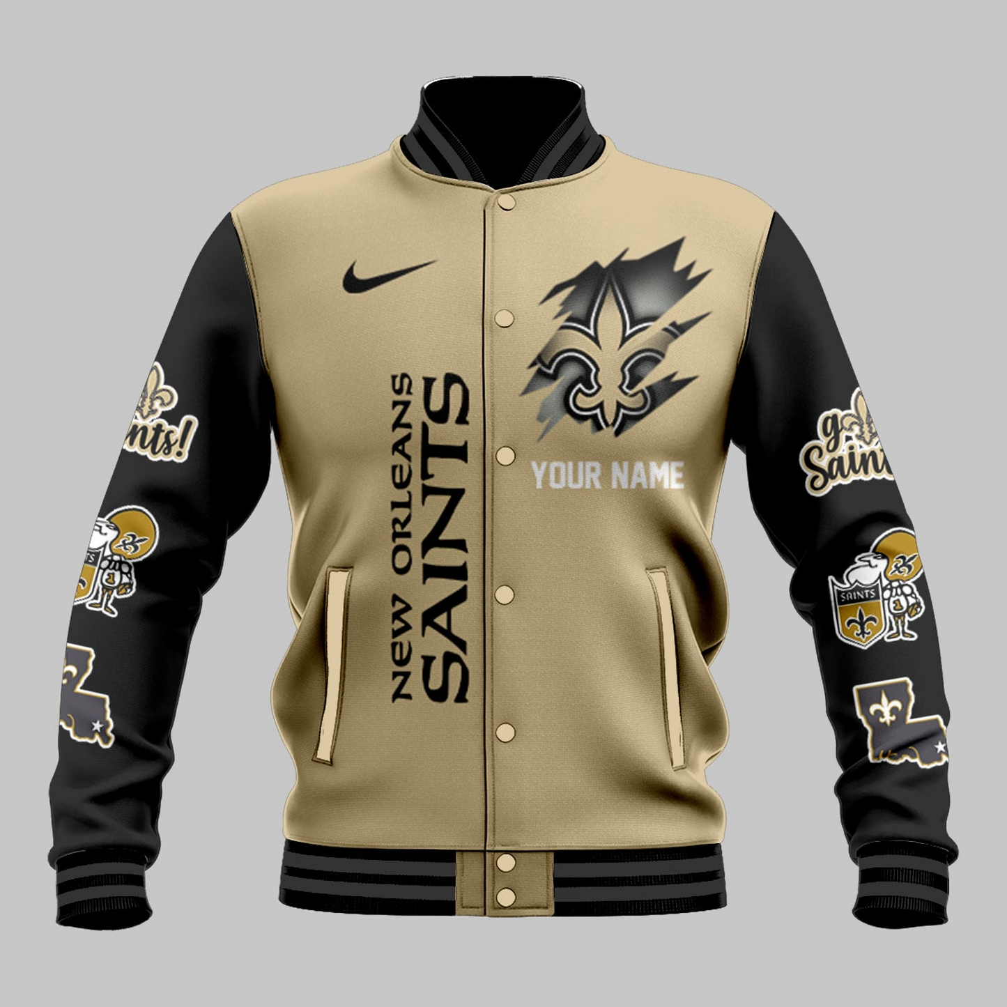 LIMITED EDITION - NEW CUSTOMIZED NFL24 NOS NEW ORLEANS SAINTS BASEBALL JACKET