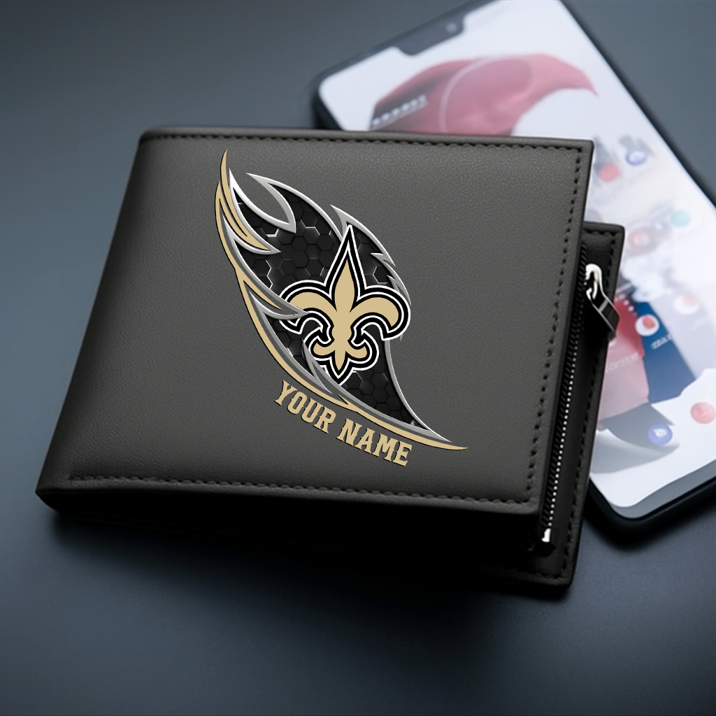 LIMITED EDITION - NEW CUSTOMIZED NFL24 NOS NEW ORLEANS SAINTS LEATHER WALLET