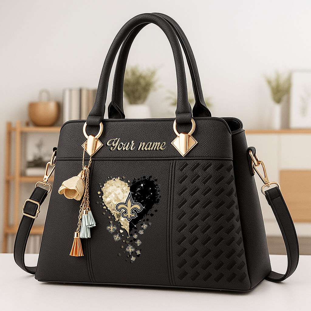 LIMITED EDITION - NEW CUSTOMIZED NFL24 NOS NEW ORLEANS SAINTS ZIP HANDBAG MULTICOLOR