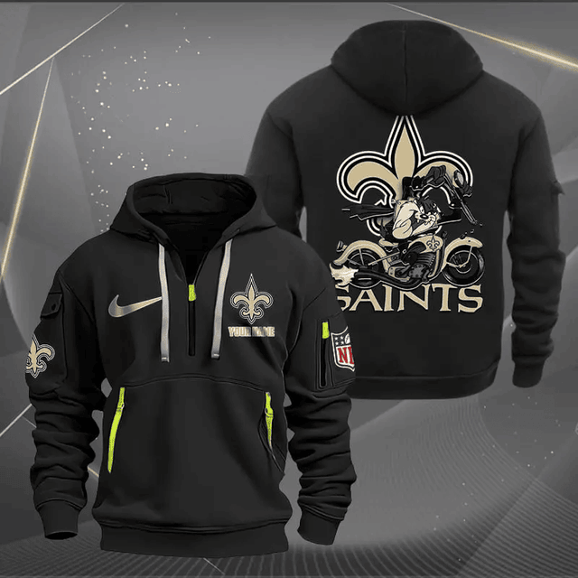 [SPECIAL OFFER] NEW CUSTOMIZED NFL24 NOS NEW ORLEANS SAINTS MUTICOLOR QUARTER ZIP HOODIE