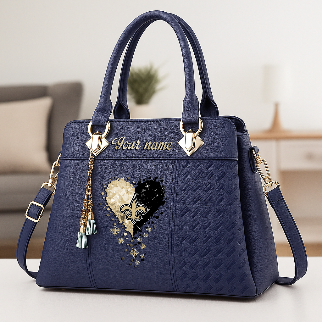 LIMITED EDITION - NEW CUSTOMIZED NFL24 NOS NEW ORLEANS SAINTS ZIP HANDBAG MULTICOLOR
