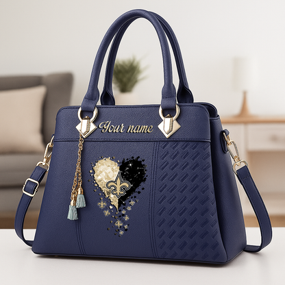 LIMITED EDITION - NEW CUSTOMIZED NFL24 NOS NEW ORLEANS SAINTS ZIP HANDBAG MULTICOLOR
