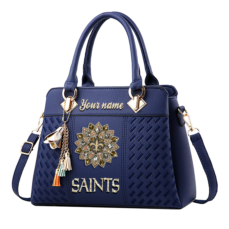 LIMITED EDITION - NEW CUSTOMIZED NFL24 NOS NEW ORLEANS SAINTS WOMEN'S ZIP HANDBAG MULTICOLOR