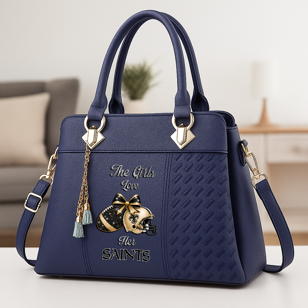 LIMITED EDITION - NEW CUSTOMIZED NFL24 NOS NEW ORLEANS SAINTS WOMEN'S ZIP HANDBAG MULTICOLOR