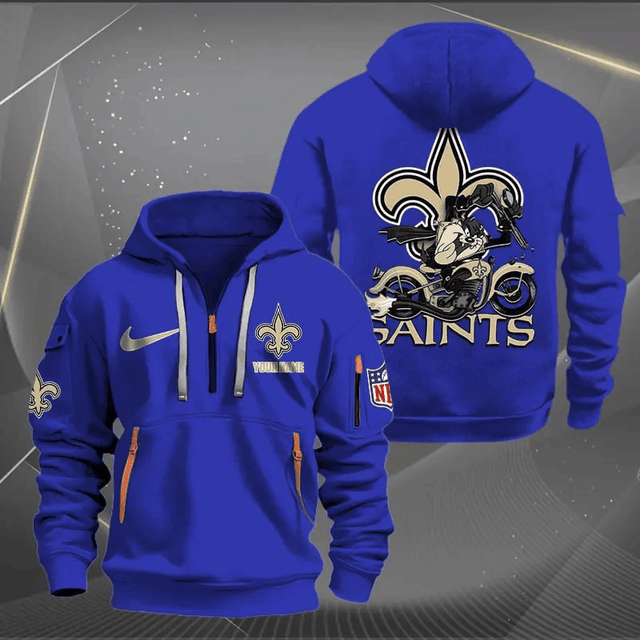 [SPECIAL OFFER] NEW CUSTOMIZED NFL24 NOS NEW ORLEANS SAINTS MUTICOLOR QUARTER ZIP HOODIE