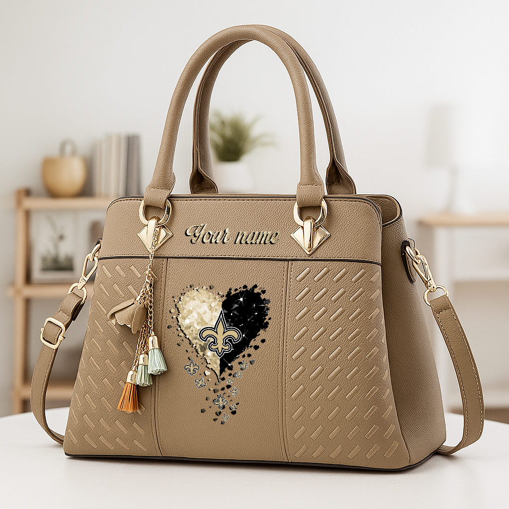 LIMITED EDITION - NEW CUSTOMIZED NFL24 NOS NEW ORLEANS SAINTS ZIP HANDBAG MULTICOLOR