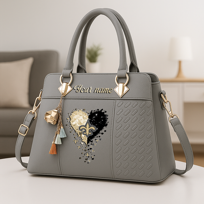 LIMITED EDITION - NEW CUSTOMIZED NFL24 NOS NEW ORLEANS SAINTS ZIP HANDBAG MULTICOLOR