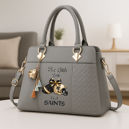 LIMITED EDITION - NEW CUSTOMIZED NFL24 NOS NEW ORLEANS SAINTS WOMEN'S ZIP HANDBAG MULTICOLOR
