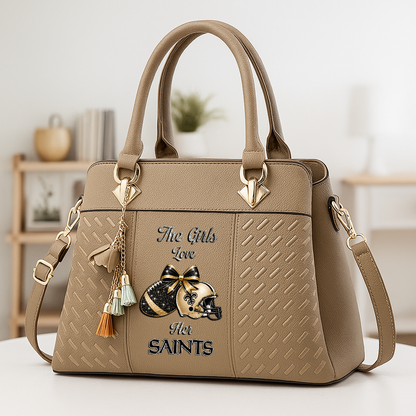 LIMITED EDITION - NEW CUSTOMIZED NFL24 NOS NEW ORLEANS SAINTS WOMEN'S ZIP HANDBAG MULTICOLOR
