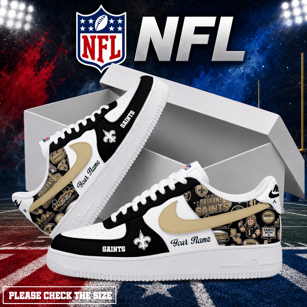 LIMITED EDITION - NEW CUSTOMIZED NFL24 NOS NEW ORLEANS SAINTS AF1 SHOES