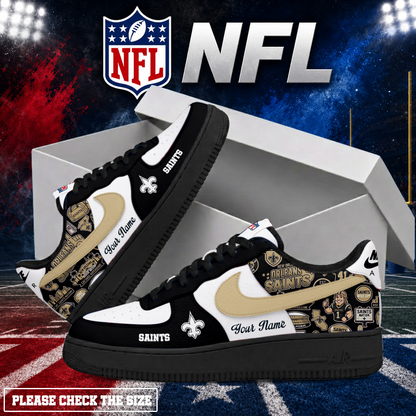LIMITED EDITION - NEW CUSTOMIZED NFL24 NOS NEW ORLEANS SAINTS AF1 SHOES