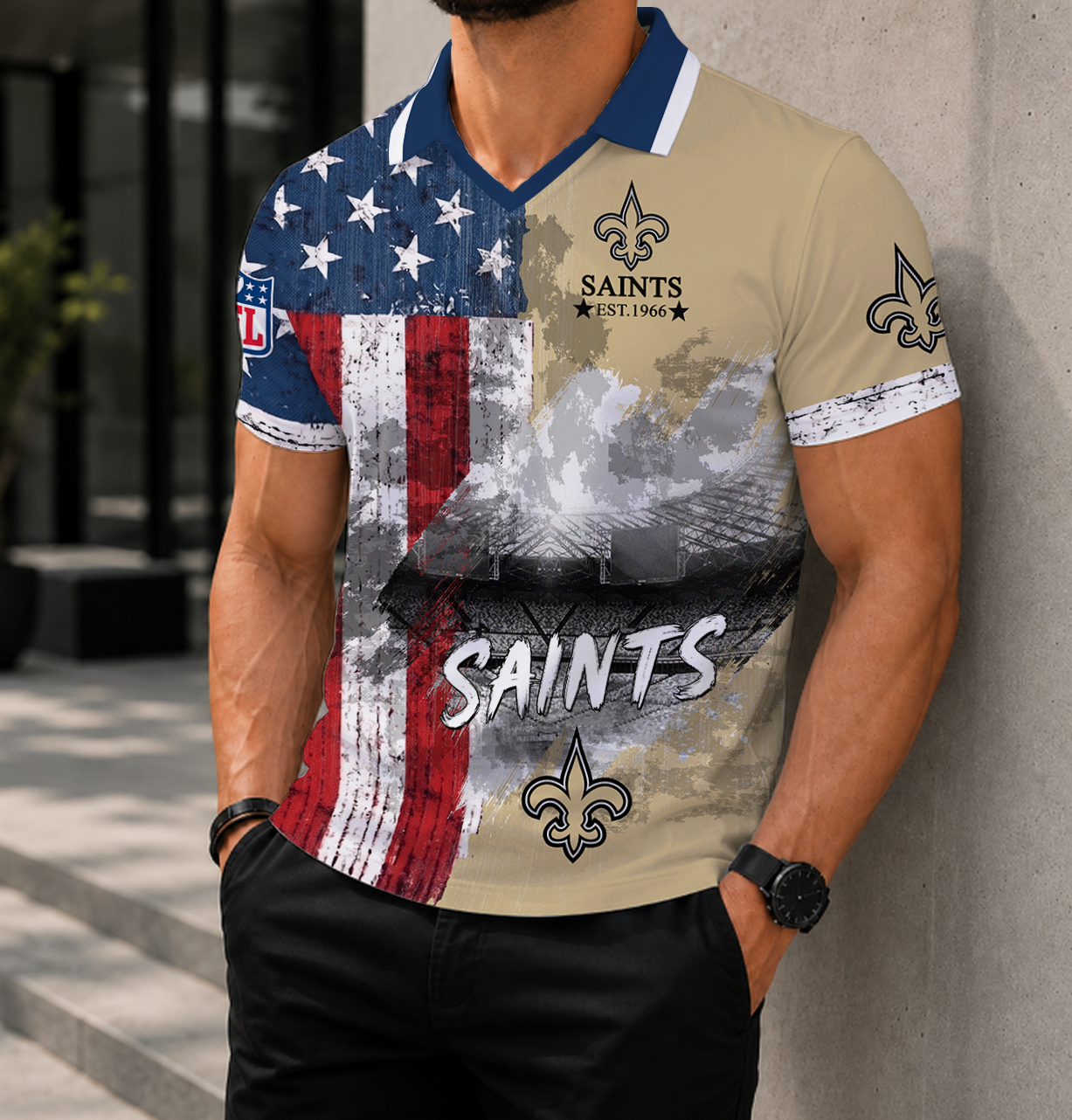 SPECIAL EDITION - NEW CUSTOMIZED NFL24 NOS NEW ORLEANS SAINTS POLO SHIRT