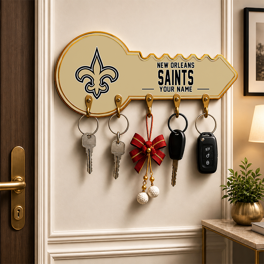 [SPECIAL OFFER] NEW CUSTOMIZED NFL24 NOS NEW ORLEANS SAINTS WALL KEY HOLDER FOR HOME