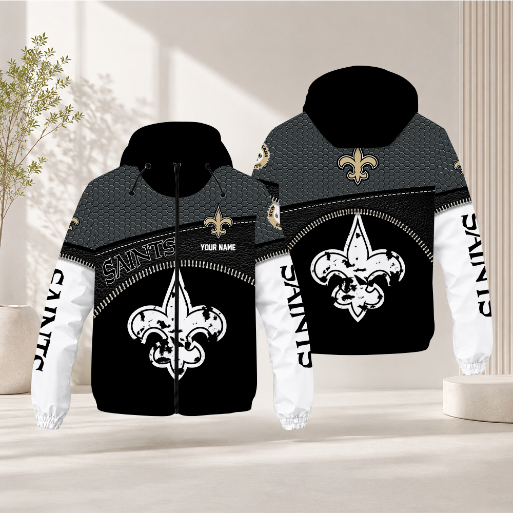 LIMITED EDITION - NEW CUSTOMIZED NFL24 NOS NEW ORLEANS SAINTS WINDBREAKER JACKET