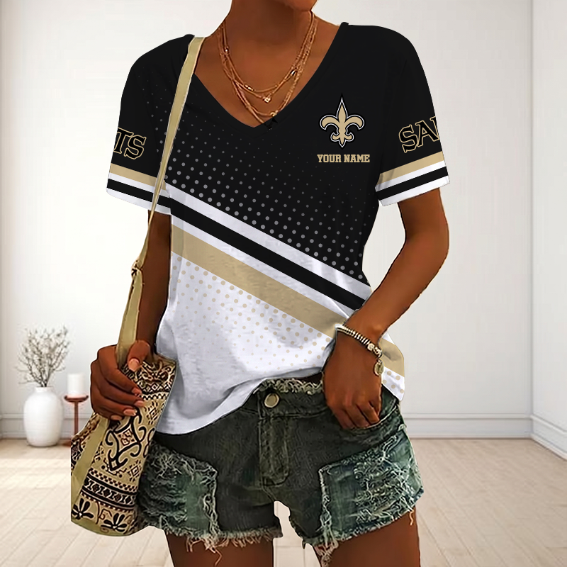 LIMITED EDITION - NEW CUSTOMIZED NFL24 NOS NEW ORLEANS SAINTS V-NECK FEMALE SHIRT