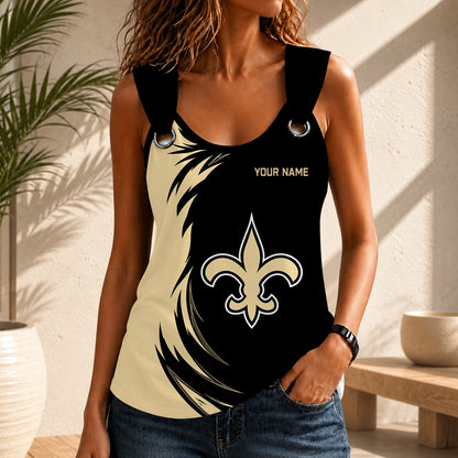 LIMITED EDITION - NEW CUSTOMIZED NFL24 NOS NEW ORLEANS SAINTS O-RING SHOULDER TANK TOP