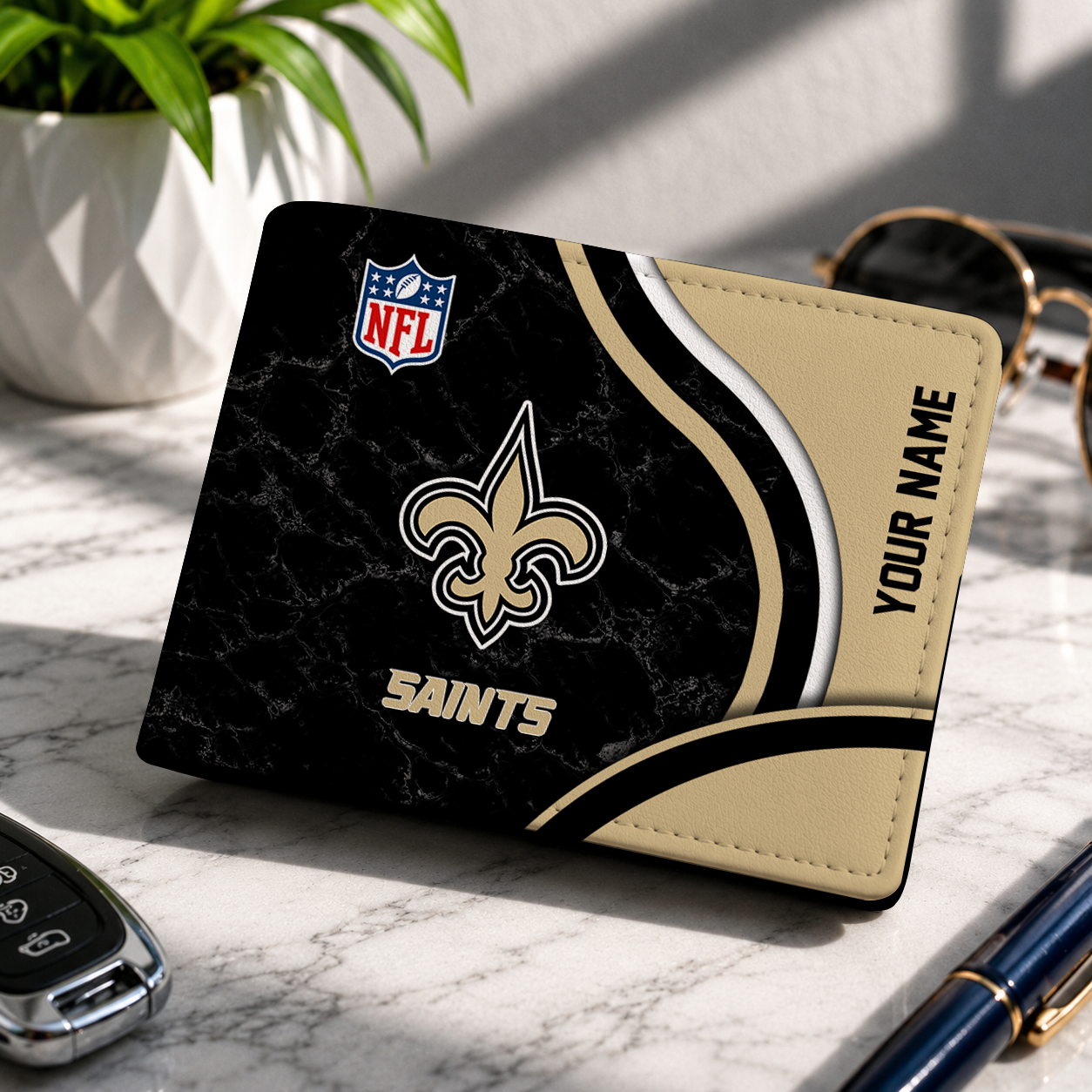 MEGA SALE - NEW CUSTOMIZED NFL24 NOS NEW ORLEANS SAINTS LEATHER WALLET