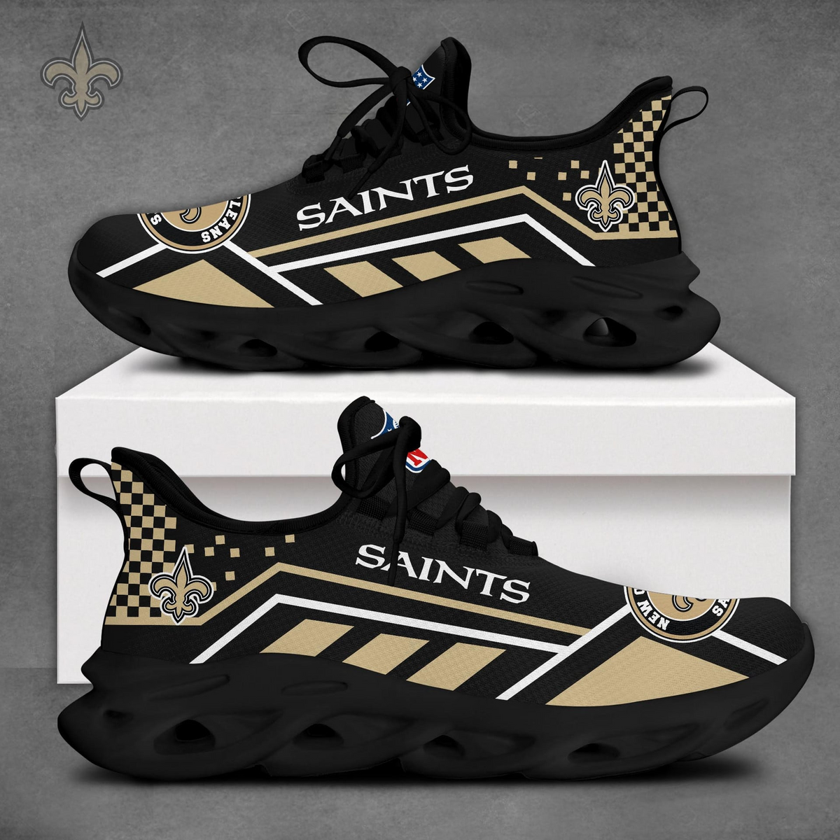 SPECIAL EDITION - NEW CUSTOMIZED NFL24 NOS NEW ORLEANS SAINTS MAX SOUL SHOES
