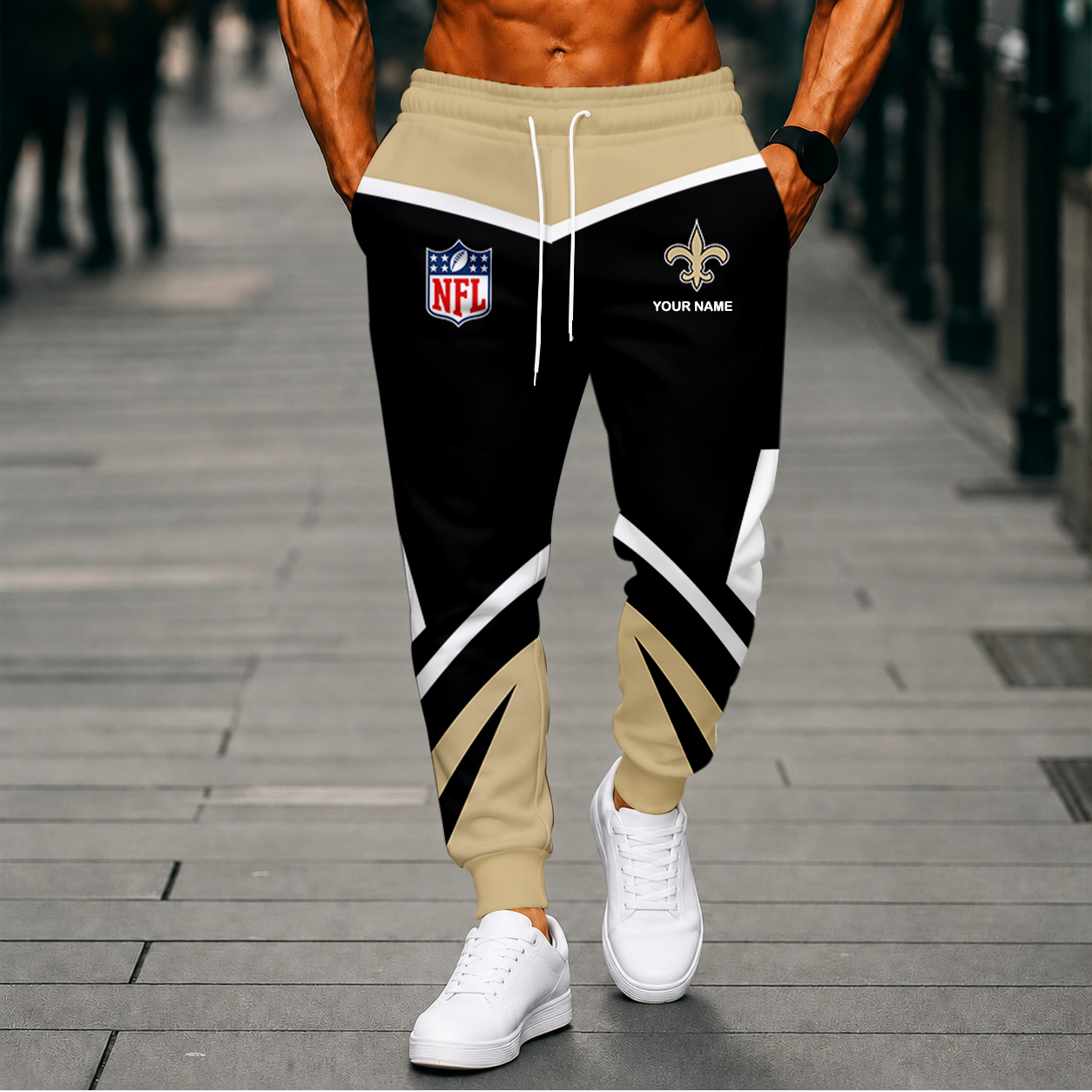 LIMITED EDITION - NEW CUSTOMIZED NFL24 NOS NEW ORLEANS SAINTS SWEATPANTS