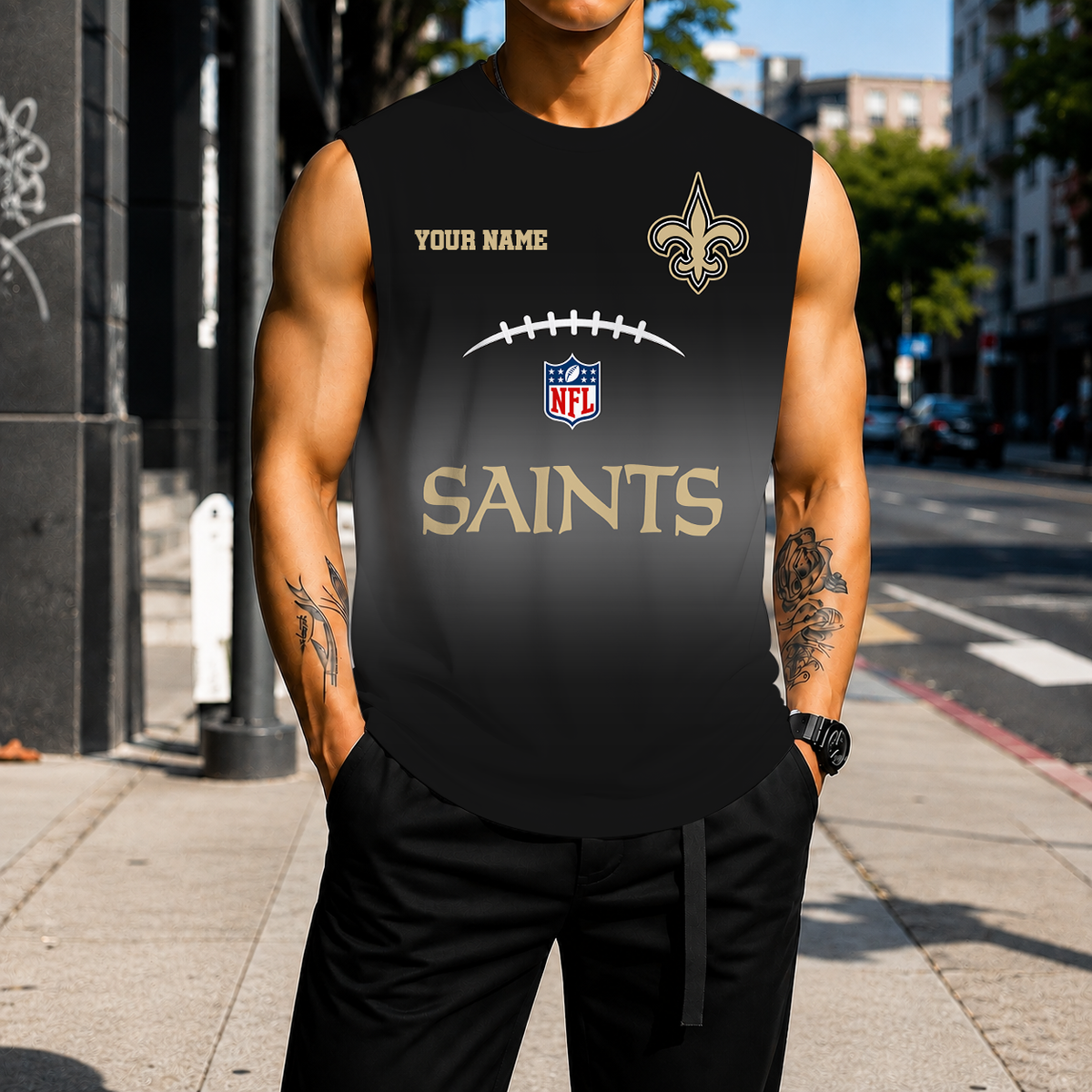 LIMITED EDITION - NEW CUSTOMIZED NFL24 NOS NEW ORLEANS SAINTS MEN'S GYM SHIRT