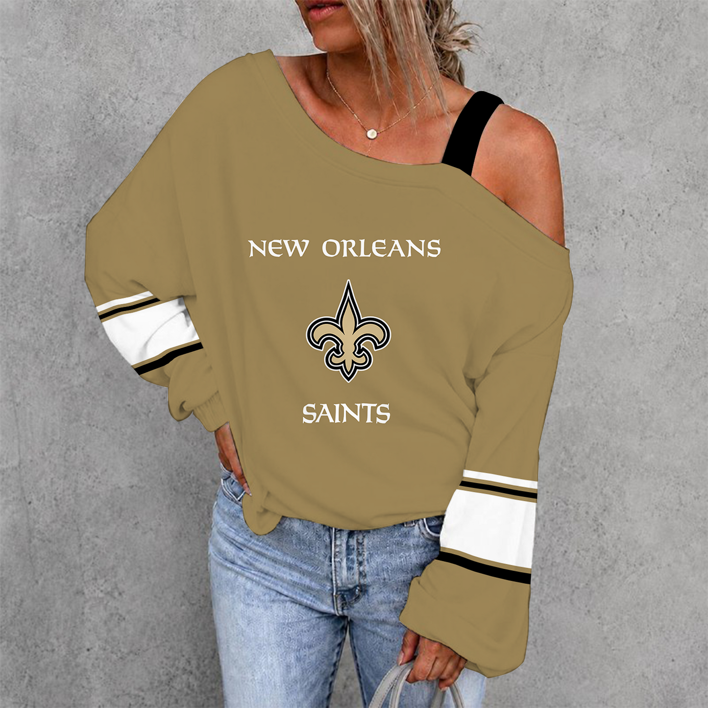 [SPECIAL OFFER] NEW CUSTOMIZED NFL24 NOS NEW ORLEANS SAINTS DROP SHOULDER SWEATSHIRT