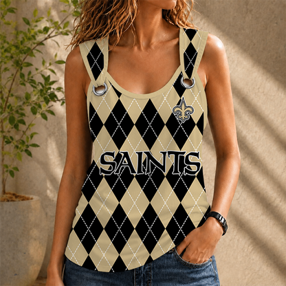 [SPECIAL OFFER] NEW CUSTOMIZED NFL24 NOS NEW ORLEANS SAINTS O-RING SHOULDER TANK TOP