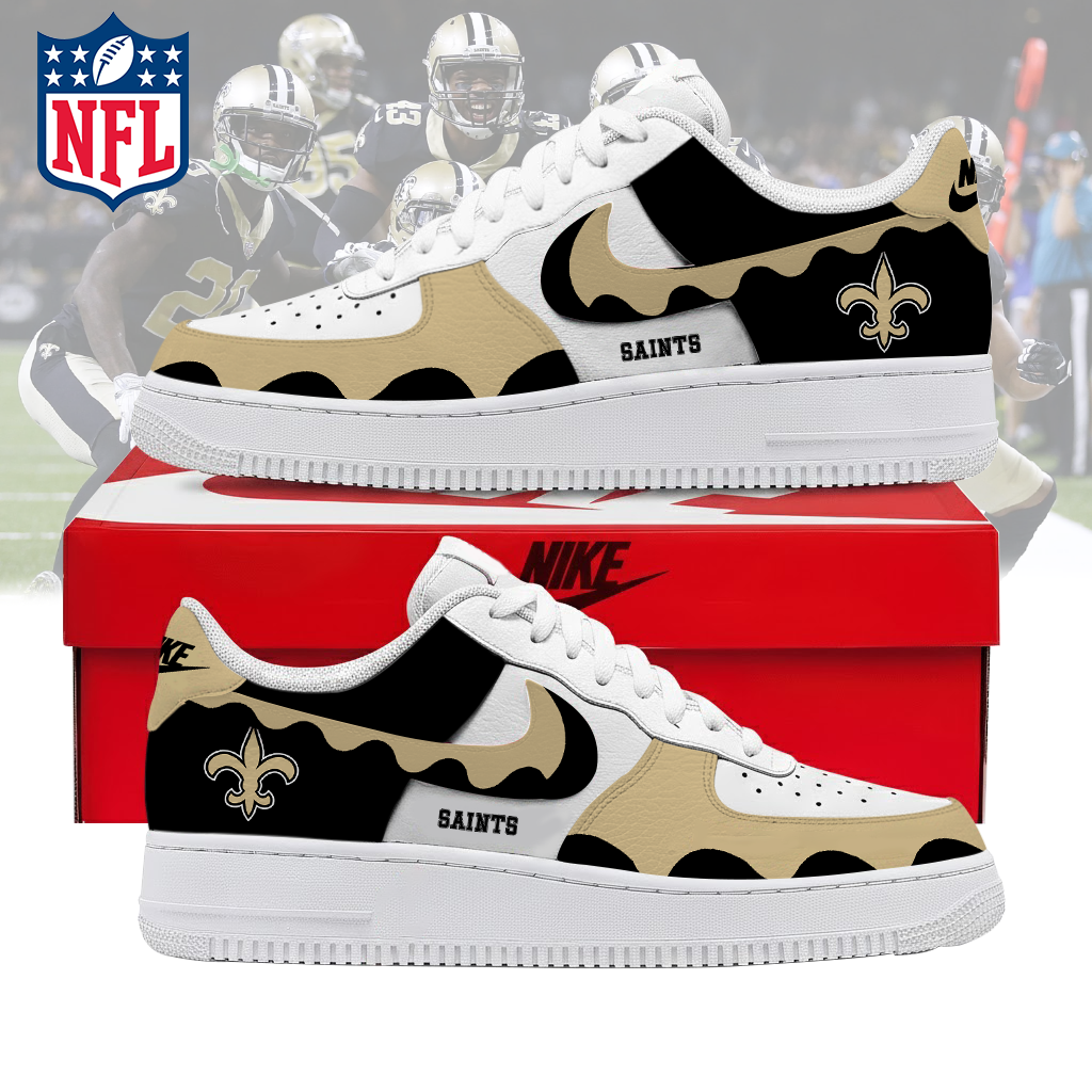 FINAL CLEARANCE - NEW CUSTOMIZED NFL24 NOS NEW ORLEANS SAINTS AF1 SNEAKERS