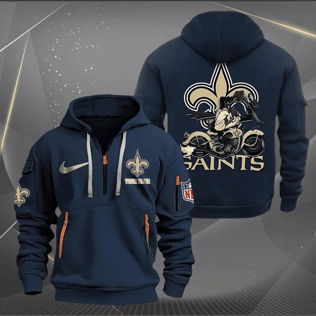 [SPECIAL OFFER] NEW CUSTOMIZED NFL24 NOS NEW ORLEANS SAINTS MUTICOLOR QUARTER ZIP HOODIE