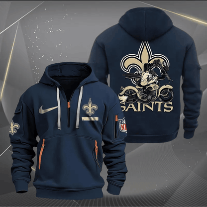 [SPECIAL OFFER] NEW CUSTOMIZED NFL24 NOS NEW ORLEANS SAINTS MUTICOLOR QUARTER ZIP HOODIE