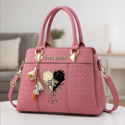 LIMITED EDITION - NEW CUSTOMIZED NFL24 NOS NEW ORLEANS SAINTS ZIP HANDBAG MULTICOLOR