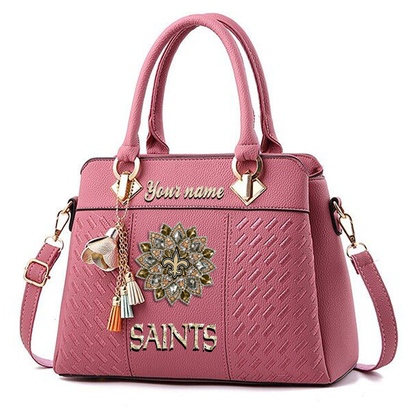 LIMITED EDITION - NEW CUSTOMIZED NFL24 NOS NEW ORLEANS SAINTS WOMEN'S ZIP HANDBAG MULTICOLOR