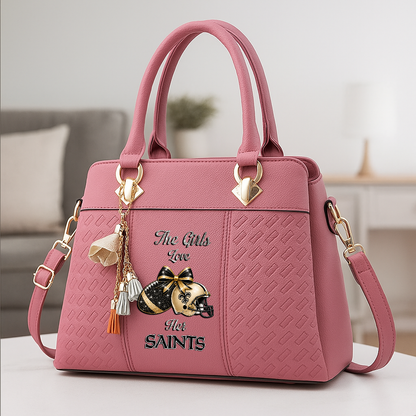 LIMITED EDITION - NEW CUSTOMIZED NFL24 NOS NEW ORLEANS SAINTS WOMEN'S ZIP HANDBAG MULTICOLOR