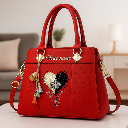 LIMITED EDITION - NEW CUSTOMIZED NFL24 NOS NEW ORLEANS SAINTS ZIP HANDBAG MULTICOLOR
