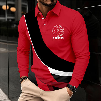 [HOT DEAL] NEW CUSTOMIZED NBA24 TRA TORONTO RAPTORS MEN LONG SLEEVE POLO