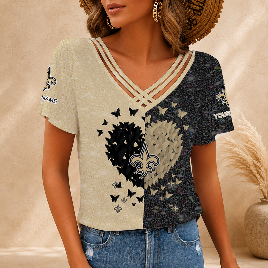 LIMITED EDITION - NEW CUSTOMIZED NFL24 NOS NEW ORLEANS SAINTS V-NECK SHIRT
