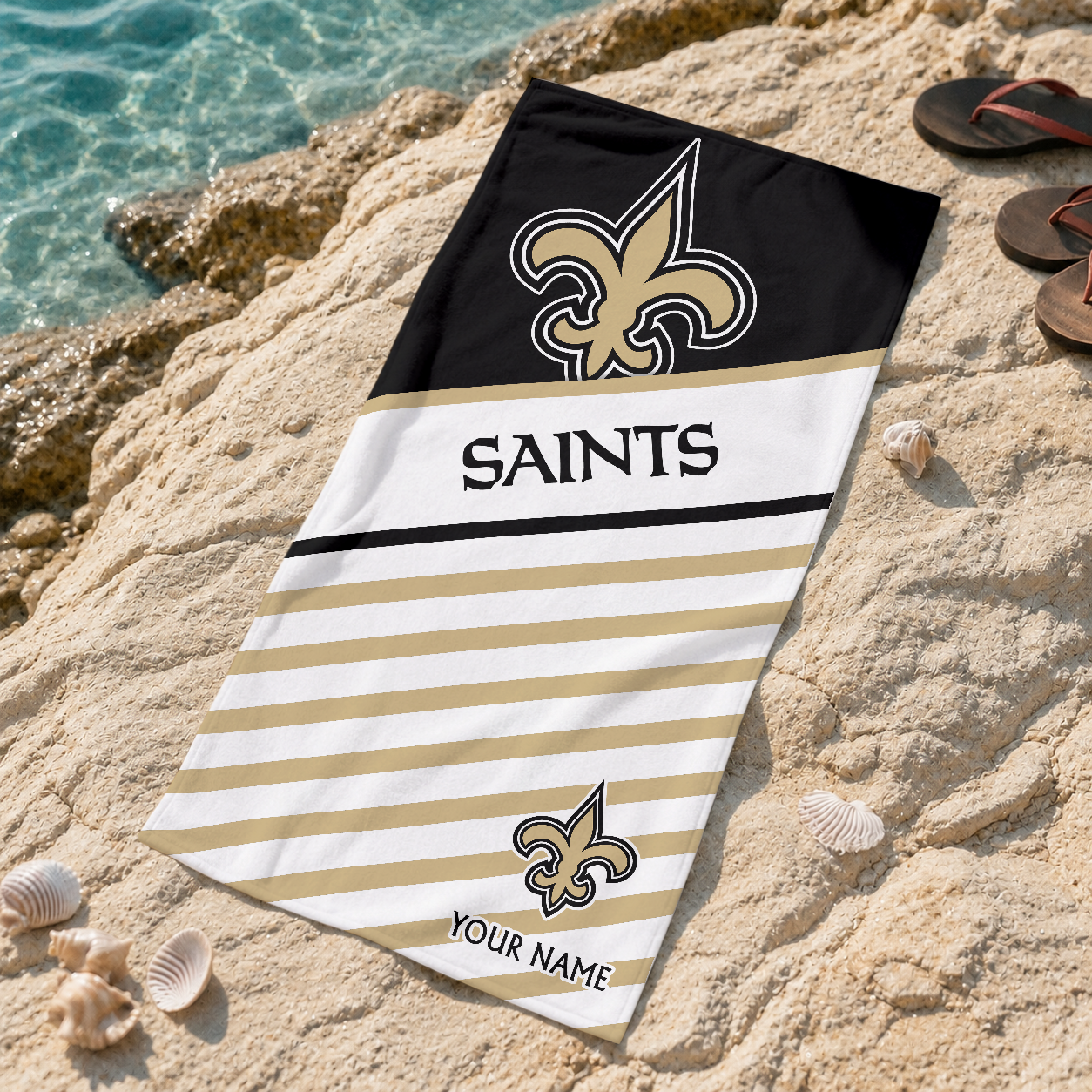 EXCLUSIVE EDITION - NEW CUSTOMIZED NFL24 NOS NEW ORLEANS SAINTS BEACH TOWEL